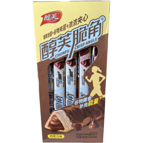 Хрустящее бисквитное печенье с отрубями Crisp Angle с шоколадной начинкой 22гр*20шт*12бл