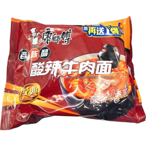 Лапша быстрого приготовления Kangshifu со вкусом говядины в кисло-остром соусе 24шт в 1кор