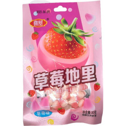 Жевательные конфеты PINGGUO DI LI с клубничным джемом (1 пачка 30гр*12 блоков по 20шт в 1 коробке)