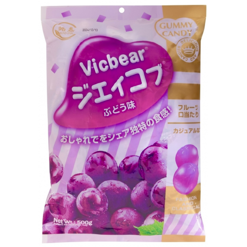 Конфеты желейные Vicbear со вкусом винограда 500гр*10шт в 1кор