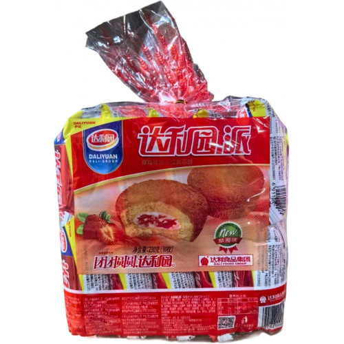 Пирожное DALIYUAN PIE с начинкой клубничный крем (1 упаковка 23гр*16 блоков по 10 шт в 1 коробке)