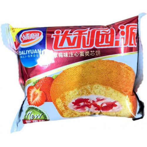 Пирожное DALIYUAN PIE с начинкой клубничный крем (1 упаковка 23гр*16 блоков по 10 шт в 1 коробке)-1